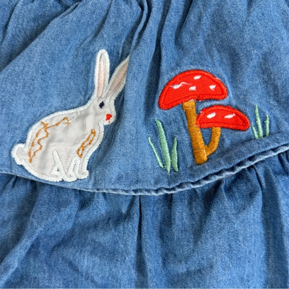 Baby Boden 12-18m Baby Girl Dress Appliqué Embroidered Forest Bunnies Mushroom - Picture 5 of 12